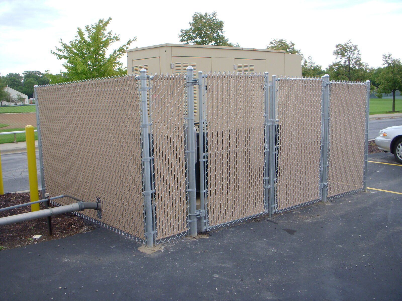 Residential galvanized chain link fence and gate